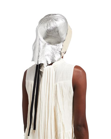 prada silver hat|Silver Unlined nappa leather hat .